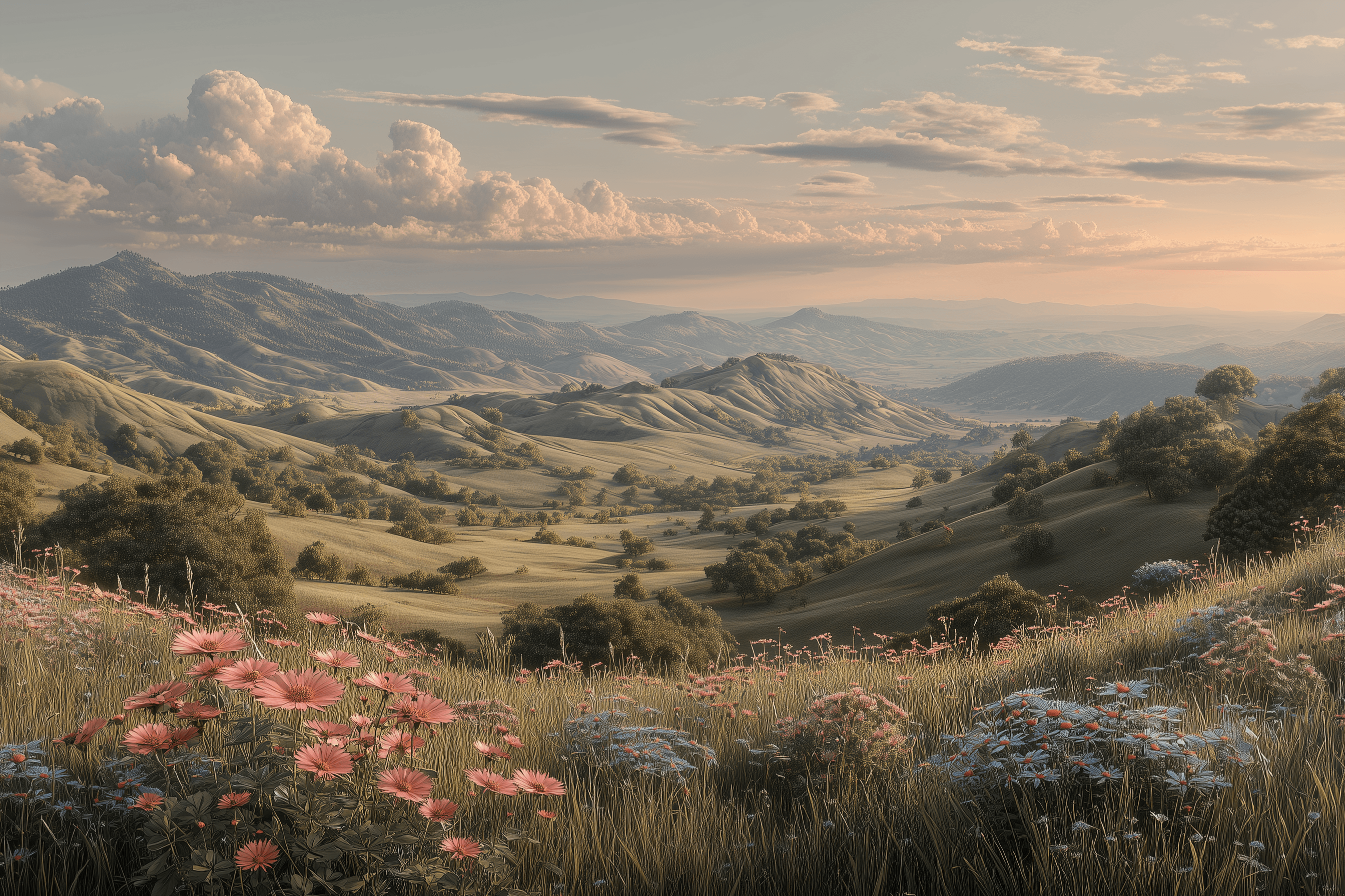 Wildflowers and rolling hills